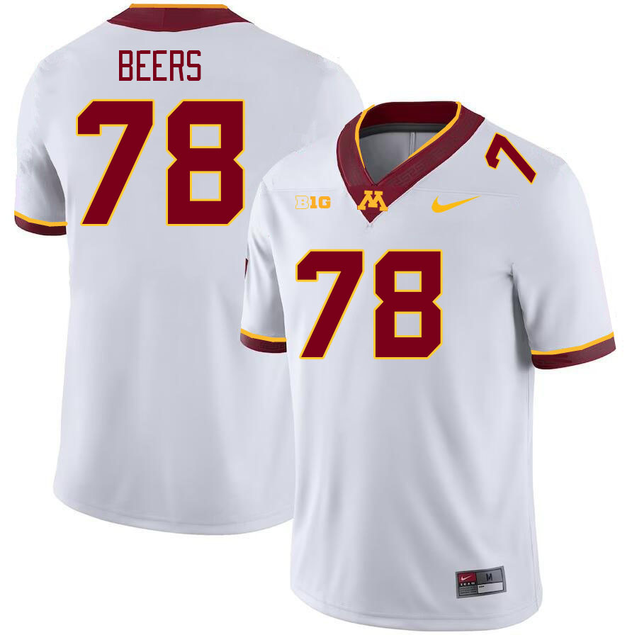 Men #78 Ashton Beers Minnesota Golden Gophers College Football Jerseys Stitched-White - Click Image to Close